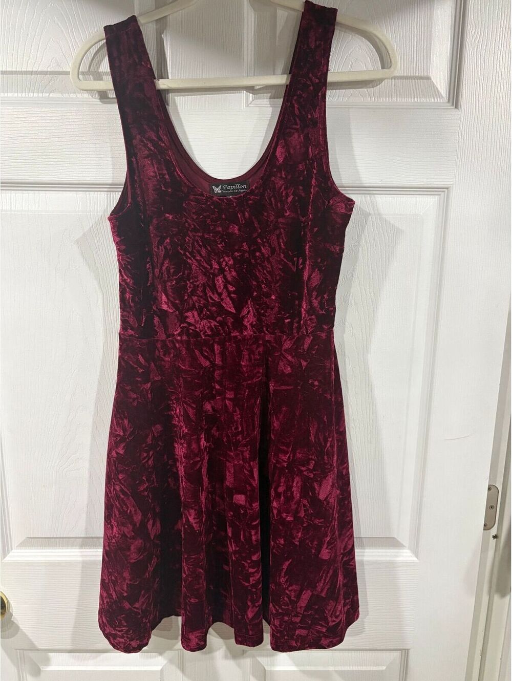 #284 Papillon Maroon Crushed Velvet Dress